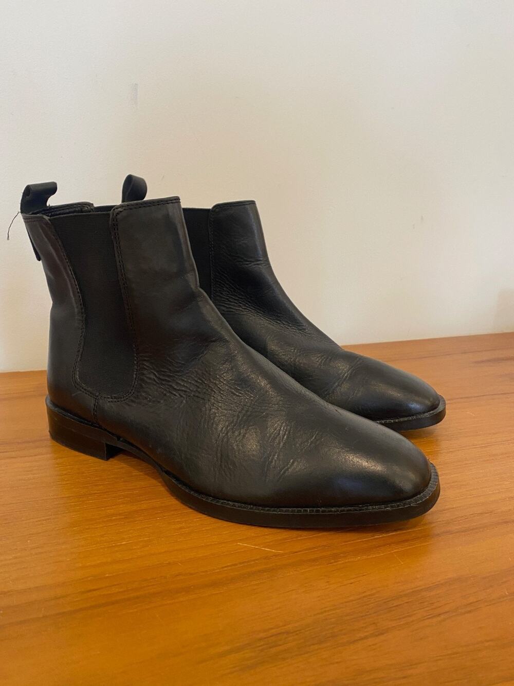 Black Leather Chelsea Ankle Boots for Women Size 9